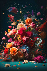 Fototapeta na wymiar Assortment of Flowers in Whimsical Display - Floral Abundance