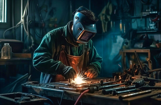 Welding in an Industrial Setting: Skilled Craftsmanship at Work