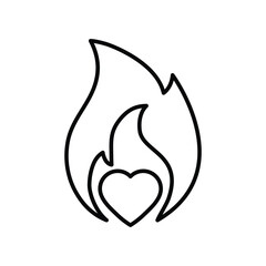 heart in a fire icon vector love sign