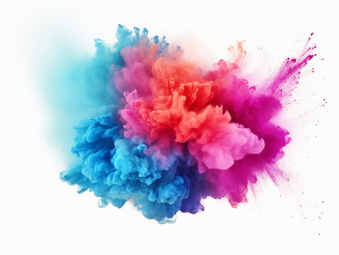 Bunte Pulver Explosion auf wei&szlig;em Hintergrund