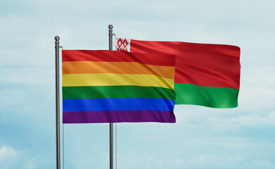Belarus and LGBT movement flag also Gay Pride flag