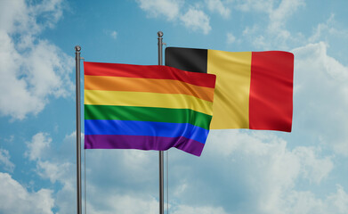 Belgium and LGBT movement flag also Gay Pride flag