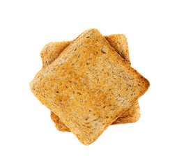 Bread Toasts Isolated, Toasted Sandwich Square Slices, Loaf Pieces for Toast on White Background