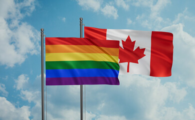 Canada and LGBT movement flag also Gay Pride flag