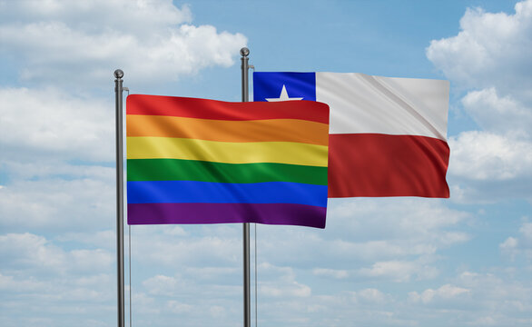 Chile and LGBT movement flag also Gay Pride flag