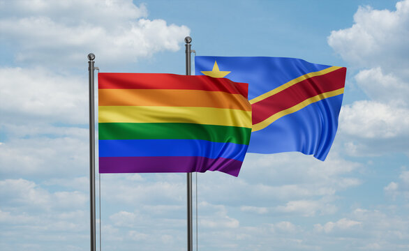 Congo and LGBT movement flag also Gay Pride flag