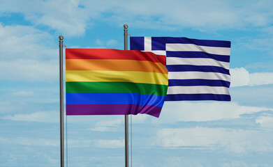 Greece and LGBT movement flag also Gay Pride flag