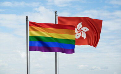 Hong Kong and LGBT movement flag also Gay Pride flag