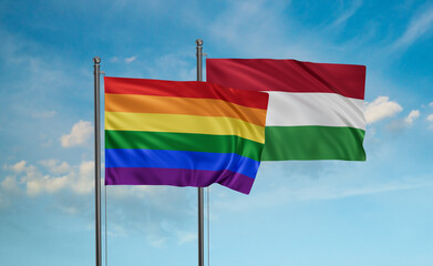 Hungary and LGBT movement flag also Gay Pride flag