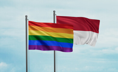 Indonesia and LGBT movement flag also Gay Pride flag
