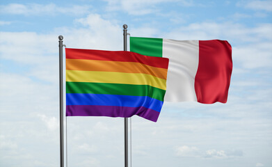 Italy and LGBT movement flag also Gay Pride flag