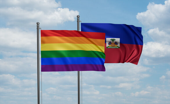 Haiti and LGBT movement flag also Gay Pride flag