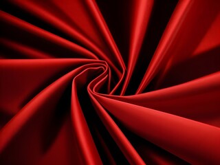 Close-Up of Swirling Red Silk Fabric: Vibrant Elegance