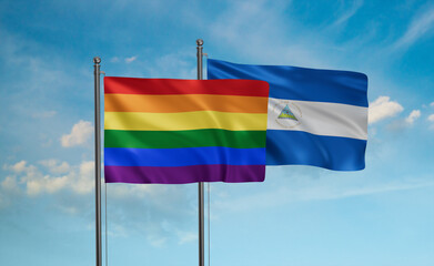 Nicaragua and LGBT movement flag also Gay Pride flag