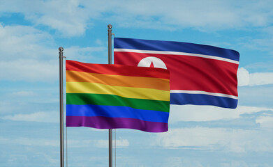 North Korea and LGBT movement flag also Gay Pride flag