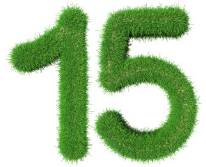 grass number 15 - 3d green number