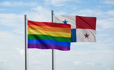Panama and LGBT movement flag also Gay Pride flag