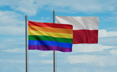 Poland and LGBT movement flag also Gay Pride flag