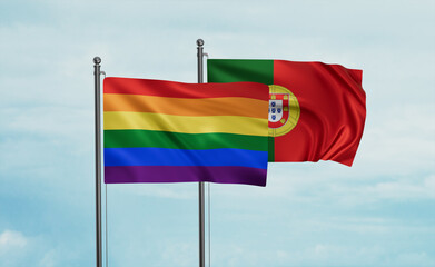 Portugal and LGBT movement flag also Gay Pride flag