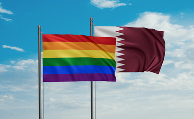 Qatar and LGBT movement flag also Gay Pride flag