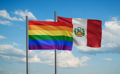 Peru and LGBT movement flag also Gay Pride flag