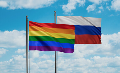 Russia and LGBT movement flag also Gay Pride flag