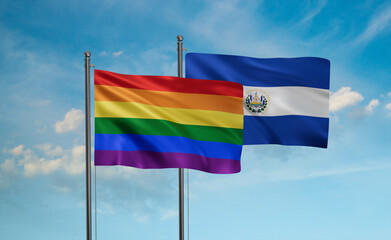 Salvador and LGBT movement flag also Gay Pride flag