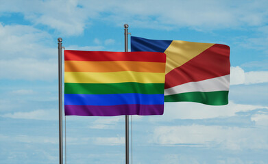 Seychelles and LGBT movement flag also Gay Pride flag