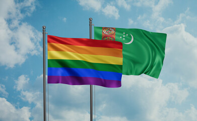 Turkmenistan and LGBT movement flag also Gay Pride flag
