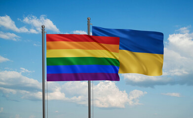Ukrain and LGBT movement flag also Gay Pride flag