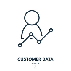 Customer Data Icon. Client, Consumer, Metrics. Editable Stroke. Simple Vector Icon