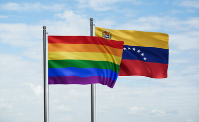 Venezuela and LGBT movement flag also Gay Pride flag