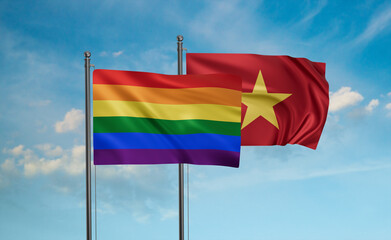 Vietnam and LGBT movement flag also Gay Pride flag