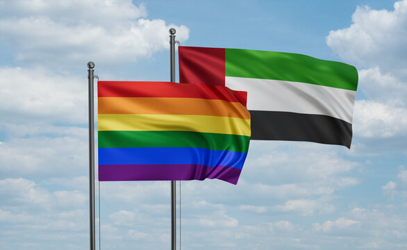 UAE and LGBT movement flag also Gay Pride flag