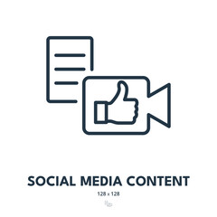 Social Media Content Icon. Marketing, Video, Content. Editable Stroke. Simple Vector Icon