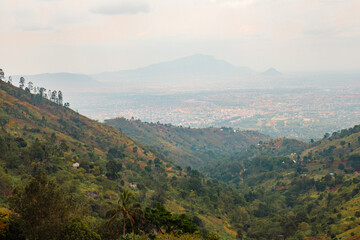 High angle view of Mororgoro Town viewed from Uluguru Mountains, Tanzania