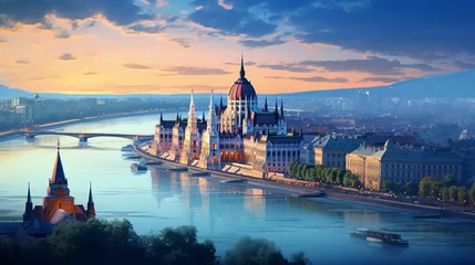 Poster Im Rahmen Budapest city Beautiful Panorama view © khan
