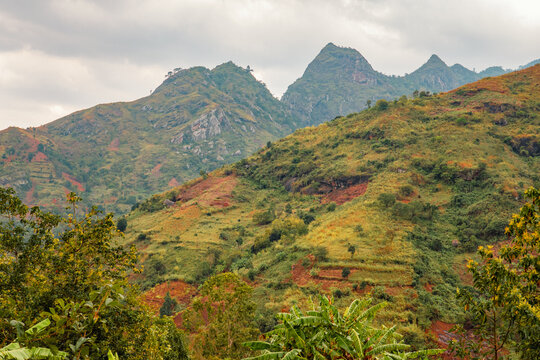 Mountain landscapes with houses and small scale farms at Uluguru Mountains, Morogoro, Tanzania