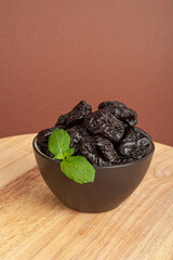 Dry Plums Isolated, Dried Black Fruits, Prune Group, Dry Plum Fruit on White Background