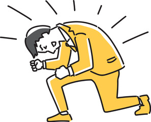 ポーズを取って喜ぶ男性社員