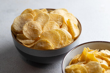 Potato chips on a light background