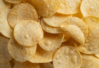 Potato chips on a light background