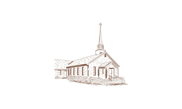 Vector illustration of the curch building,Isolated vector illustration