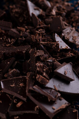 A chocolate bar broken into pieces