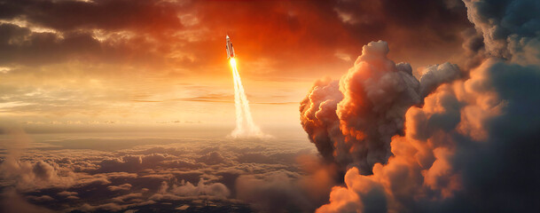 Witnessing the Thrilling Moments of a Spaceflight Launch, A Spectacle Beyond Imagination - obrazy, fototapety, plakaty