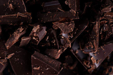 A chocolate bar broken into pieces