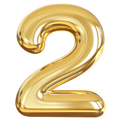 2 gold number 3d render
