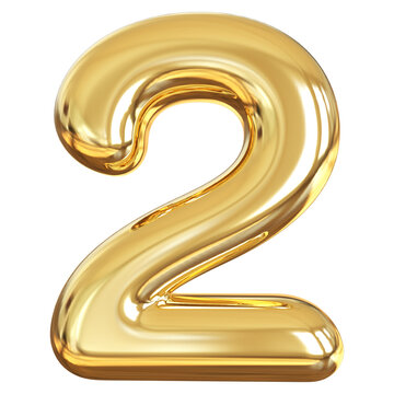 2 gold number 3d render
