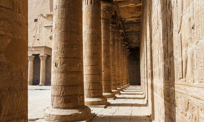 Pillars in the Edfu temple of the city