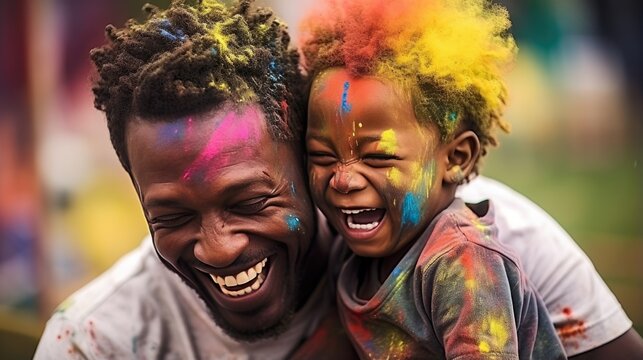 Happy African American father and child spend time together. Parental love. Dad and his baby.&nbsp;Happy&nbsp;Father's&nbsp;men&rsquo;s Day!&nbsp;